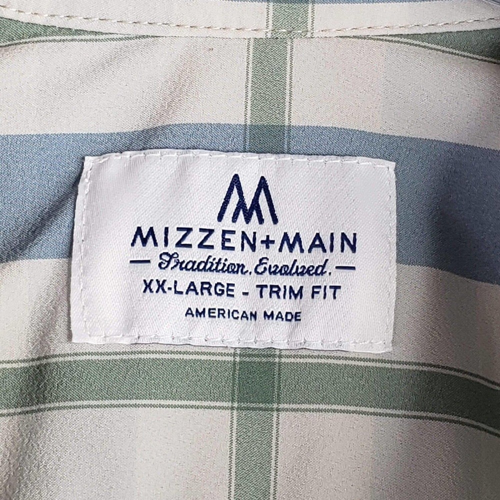 Mizzen+Main Men’s XXL Trim Fit Long Sleeve Button Down Shirt Plaid Blue - Picture 9 of 10